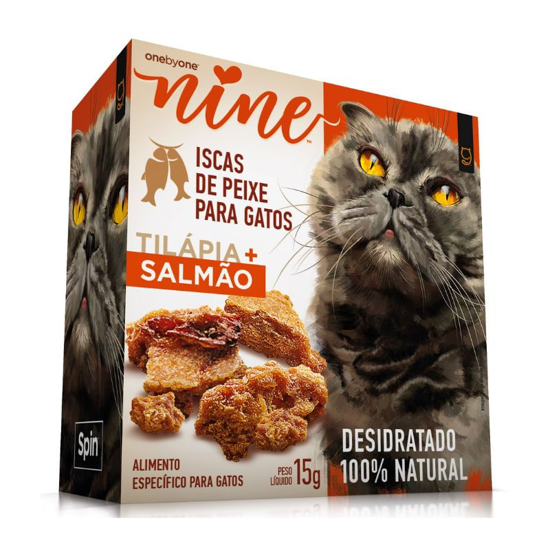 MINI SNACK NINE CAT SPIN PET - 15G - TILÁPIA E SALMÃO