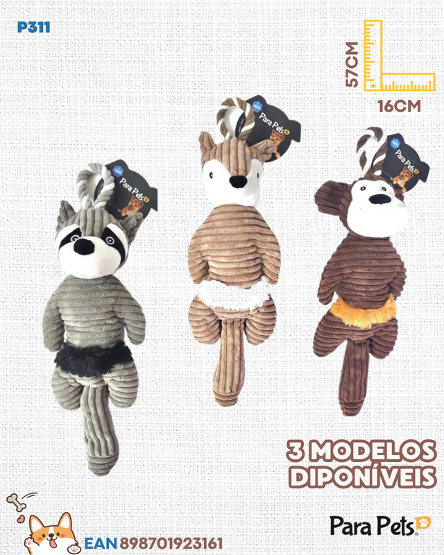 PELUCIAS BICHOS DA FLORESTA 54X16 CM