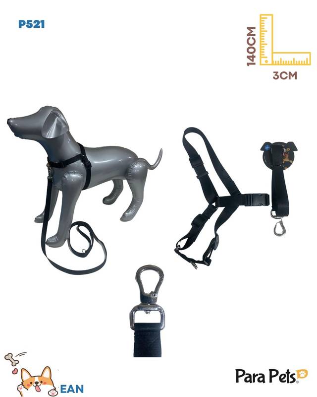 GUIA COM PEITORAL ANTI PUXÃO ALL BLACK TAM M